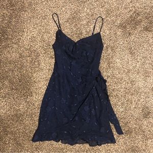 Navy blue cowl neck dress